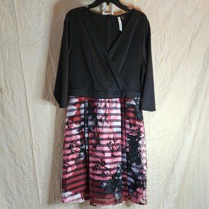 NY Collection Sheer Floral Striped Dress women plus size 1X